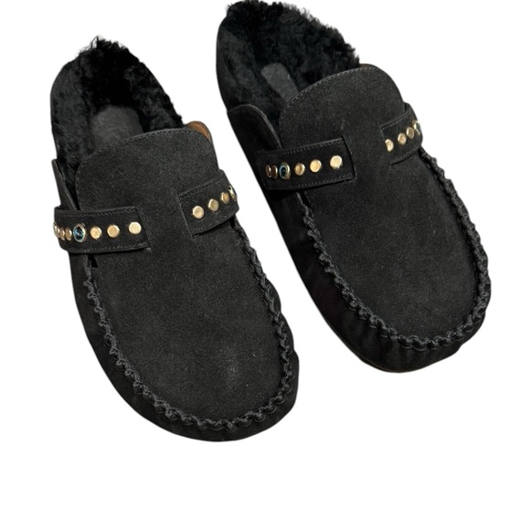 Xirena Joy Suede Shearling Slide Clog Black NWT - Picture 2 of 11